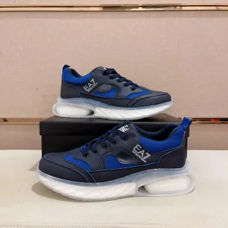 Emporio Armani Zapatillas Chunky Navy Blue Royal Colorblock con Mallas y Superposiciones Sintéticas