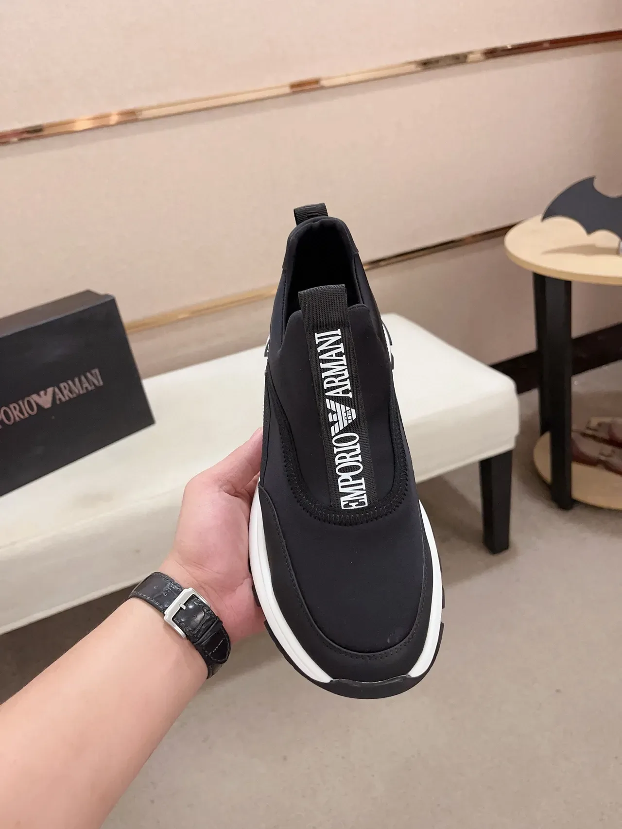 Emporio Armani Sneakers Lifestyle Noir et Blanc 4