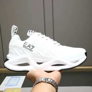 Emporio Armani White Monogram Knit Chunky Sneakers