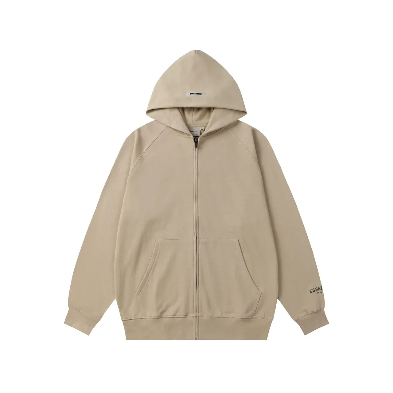 Fear of God Essentials هودي أوفر سايز بأكمام راغلان وإغلاق كامل 9