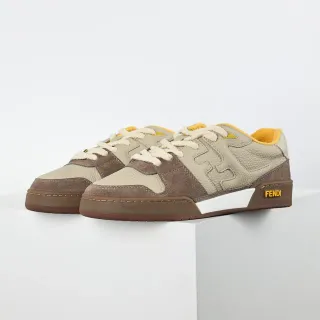 Fendi 米色棕色分层 麂皮/皮革 鞋面 压纹 FF Motif 生活方式运动鞋