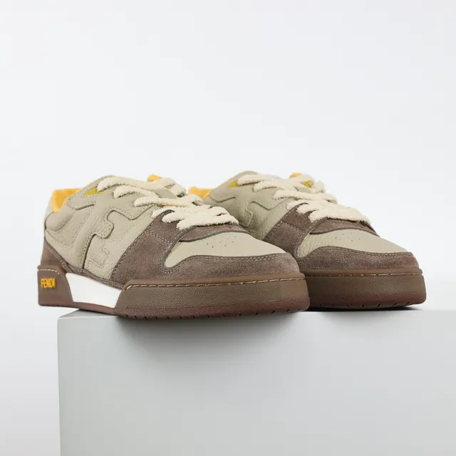 Fendi Beige Brown Layered And Suede/leather Upper Embossed FF Motif Lifestyle Sneakers 3