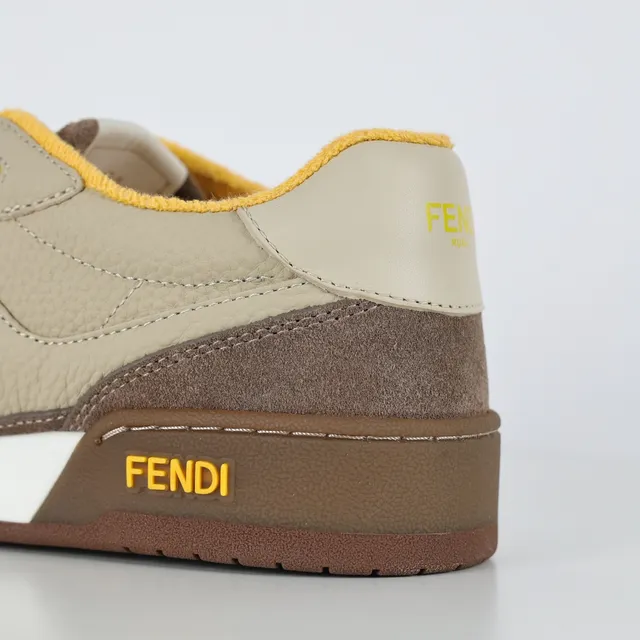 Fendi Beige Brown Layered And Suede/leather Upper Embossed FF Motif Lifestyle Sneakers 4