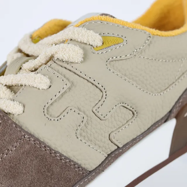 Fendi Beige Brown Layered And Suede/leather Upper Embossed FF Motif Lifestyle Sneakers 6