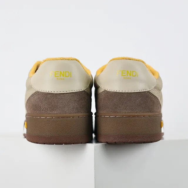 Fendi Beige Brown Layered And Suede/leather Upper Embossed FF Motif Lifestyle Sneakers 8