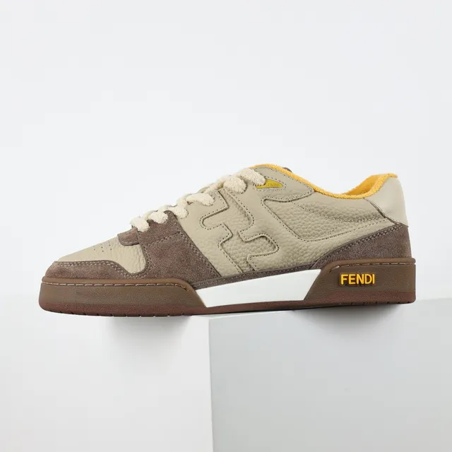 Fendi Beige Brown Layered And Suede/leather Upper Embossed FF Motif Lifestyle Sneakers 9