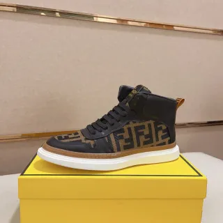 Fendi 黑色 棕色 高帮 FF Monogram Jacquard 生活方式 运动鞋