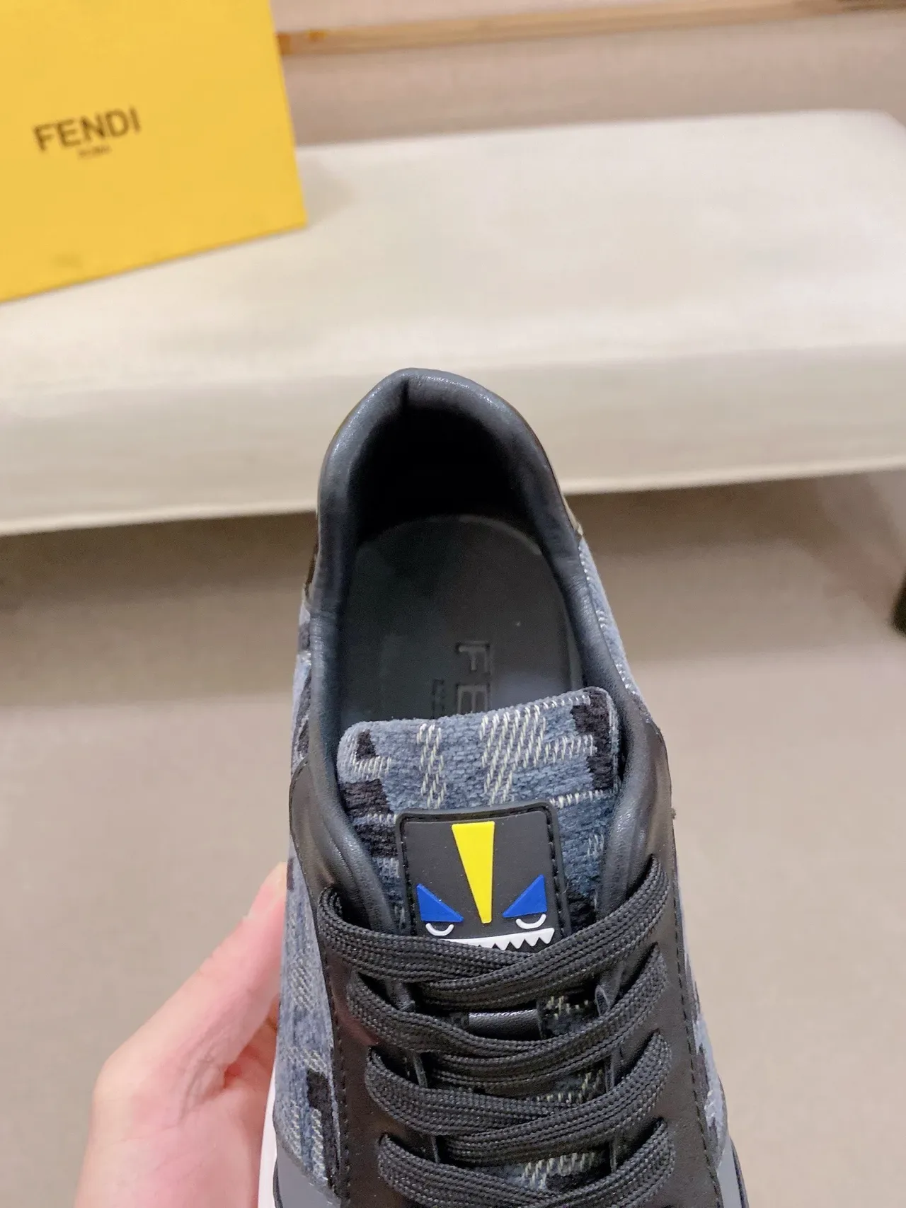 Fendi Black White FF Monogram Jacquard Chunky Midsole Lifestyle Sneakers 6