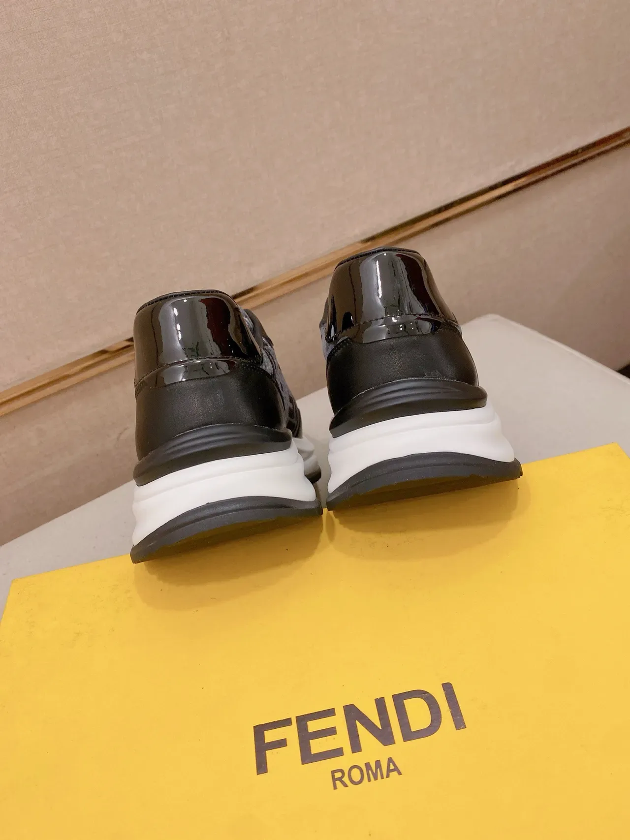 Fendi Black White FF Monogram Jacquard Chunky Midsole Lifestyle Sneakers 8