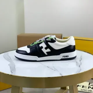 Fendi Black White Low-Top Leather-Panelled Lifestyle Sneakers