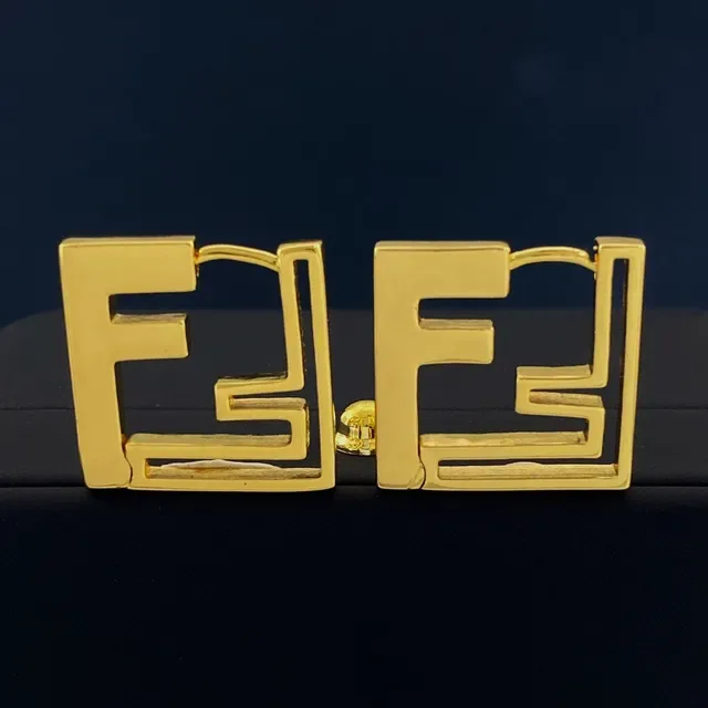 Fendi FF Hoop Gold Interlocking Logo Earrings 2