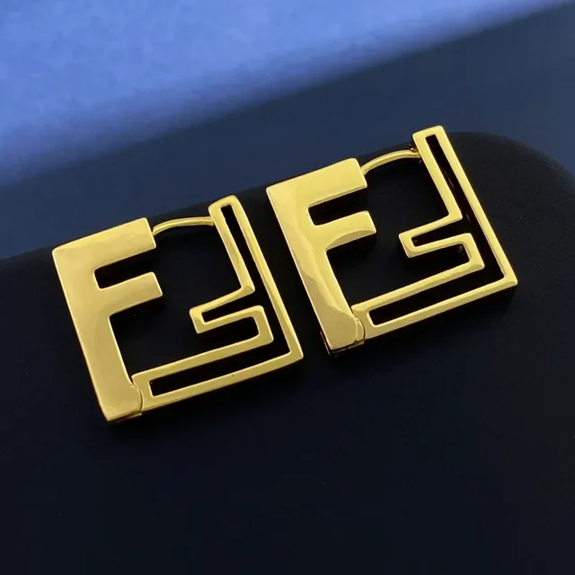 Fendi FF Hoop Gold Interlocking Logo Earrings 3