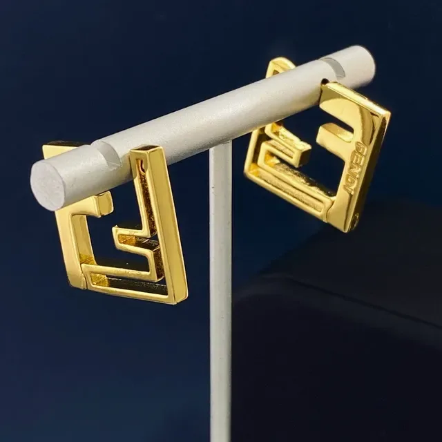 Fendi FF Hoop Gold Interlocking Logo Earrings 4