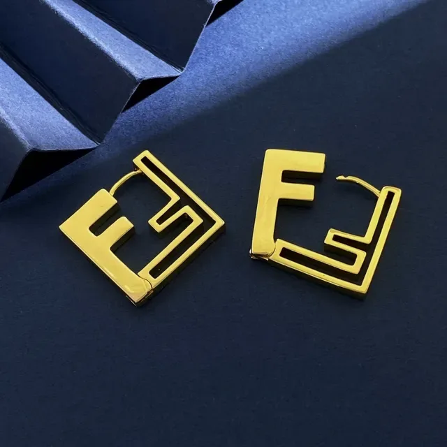 Fendi FF Hoop Gold Interlocking Logo Earrings 5
