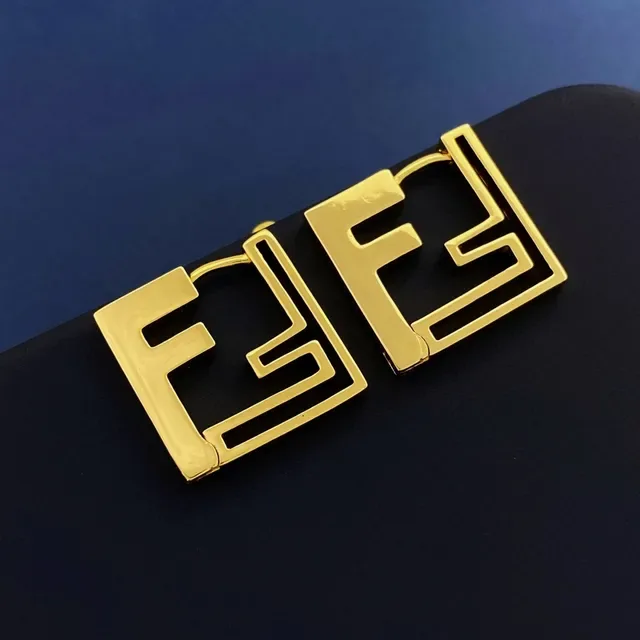 Fendi FF Hoop Gold Interlocking Logo Earrings 6