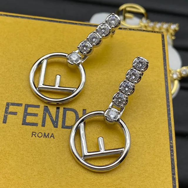 Fendi FF Logo Crystal Drop Earrings 3