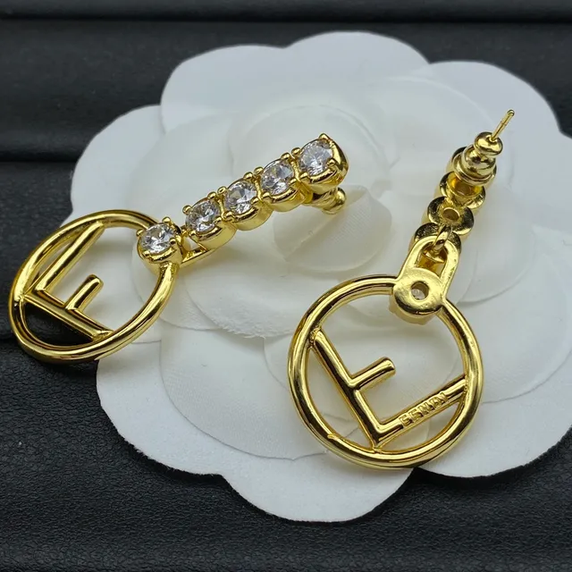 Fendi FF Logo Crystal Drop Earrings 4