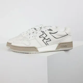 Fendi Lifestyle Sneaker Branco Bege Low-Top Couro Painel Lifestyle Sneakers