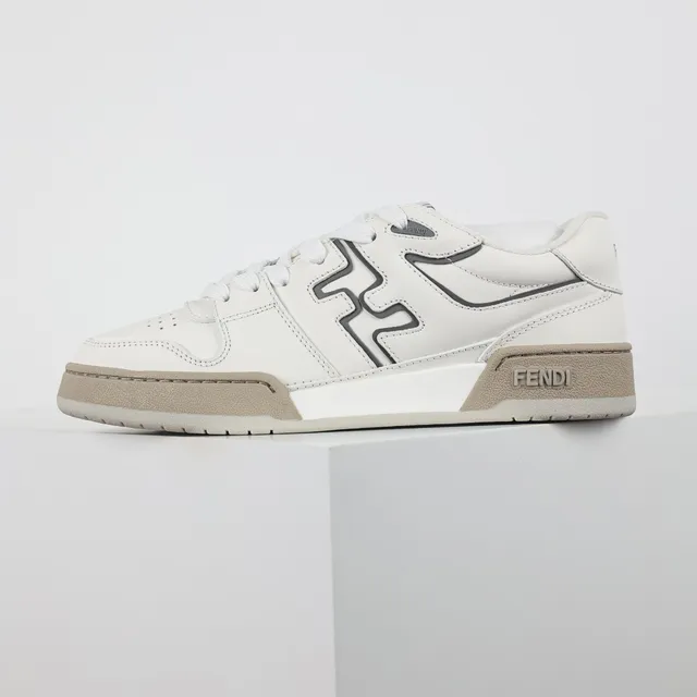 Fendi Lifestyle Sneaker Branco Bege Low-Top Couro Painel Lifestyle Sneakers 9