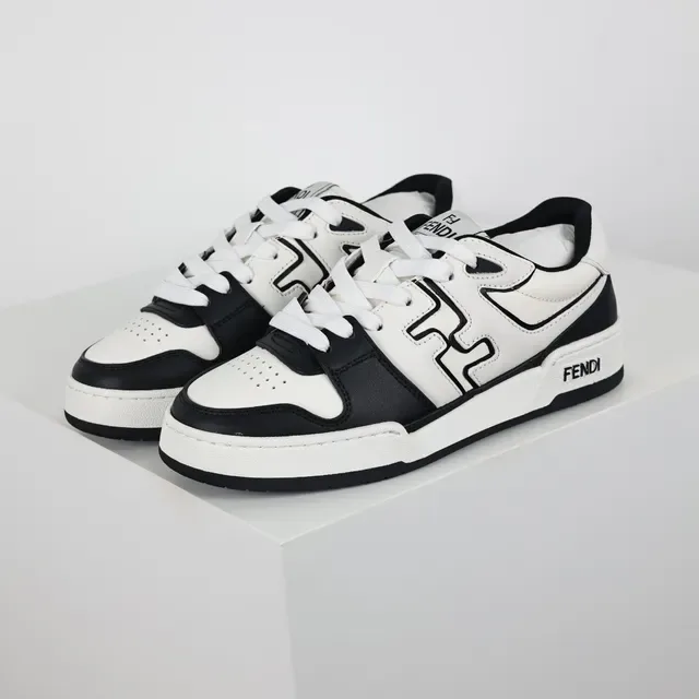 Fendi 白色黑色低帮皮革生活方式运动鞋 2