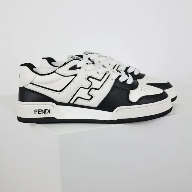Fendi 白色黑色低帮皮革生活方式运动鞋 3