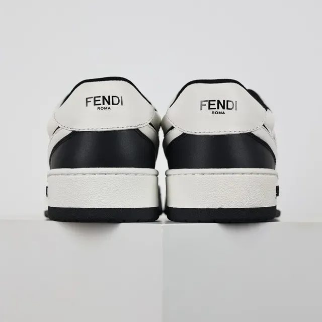 Fendi 白色黑色低帮皮革生活方式运动鞋 8