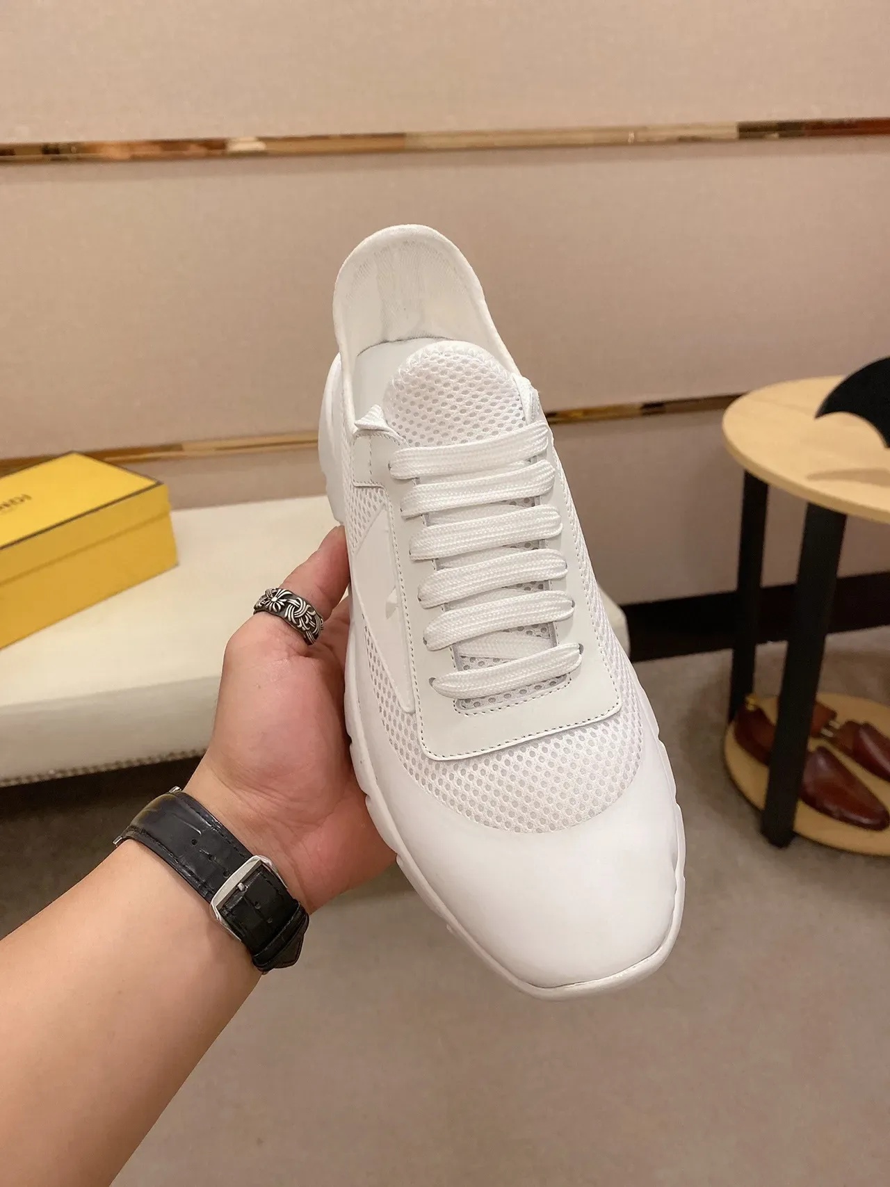 All-White Mesh and Synthetic Low-Top Lace-Up Sneakers 9