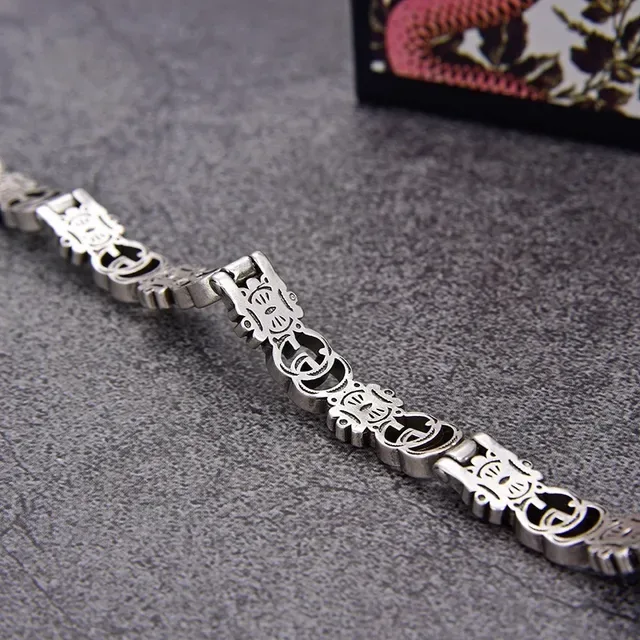 Bracelete de prata antiga com incrustação de turquesa floral e fivela 2
