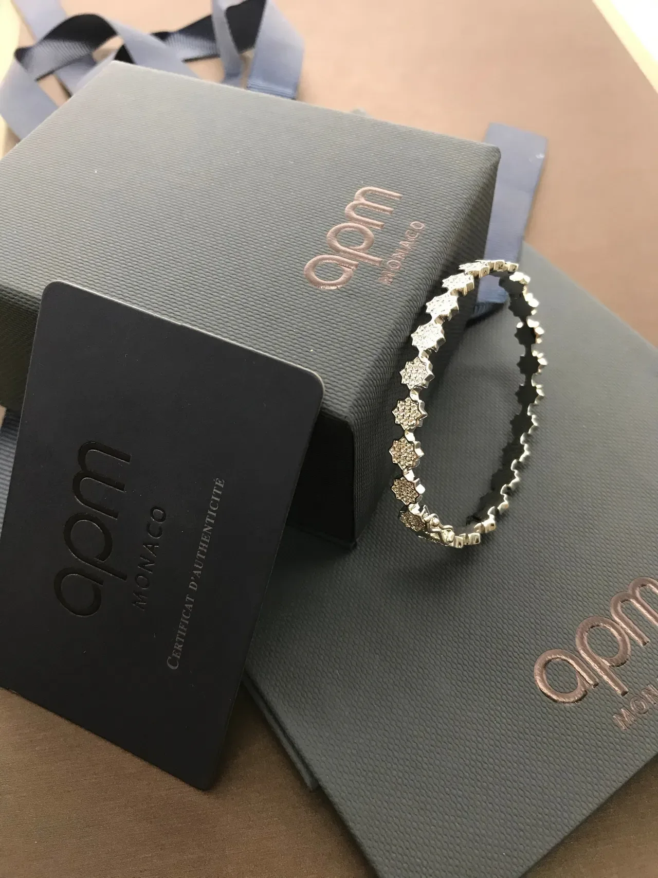 apm Monaco Geometric Star Cutout Pavé Crystal Silver Bracelet 5
