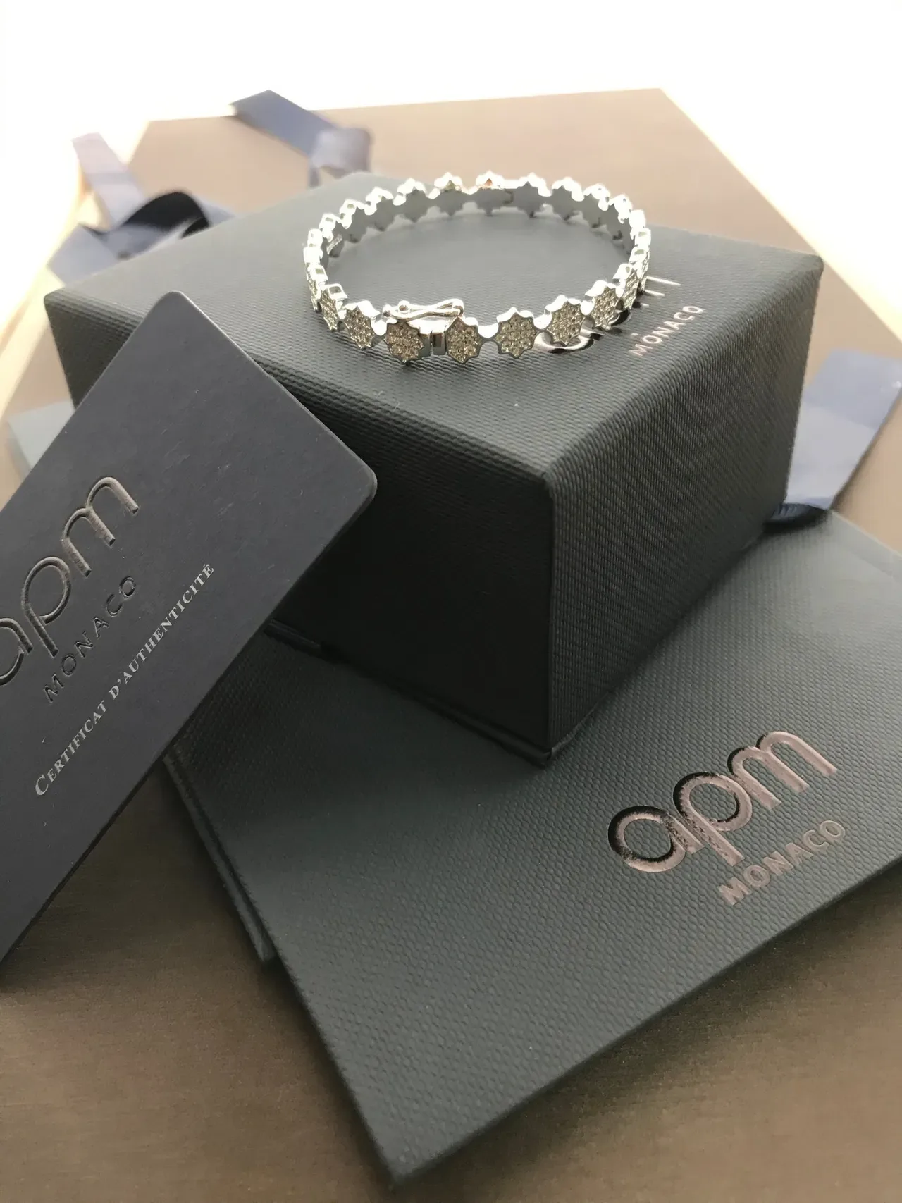 apm Monaco Geometric Star Cutout Pavé Crystal Silver Bracelet 8