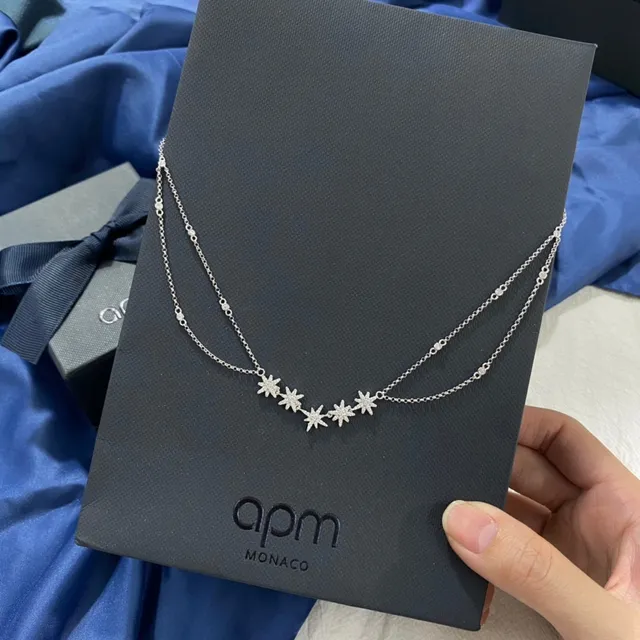 APM Monaco Collier Argent Marine Starburst Pendentif Cluster Pavé-Set Pierres Transparentes 3