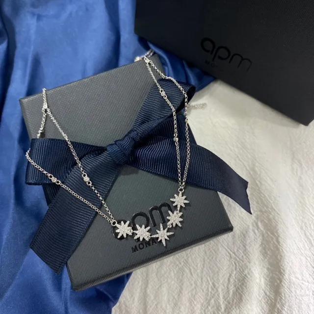 APM Monaco Collier Argent Marine Starburst Pendentif Cluster Pavé-Set Pierres Transparentes 4
