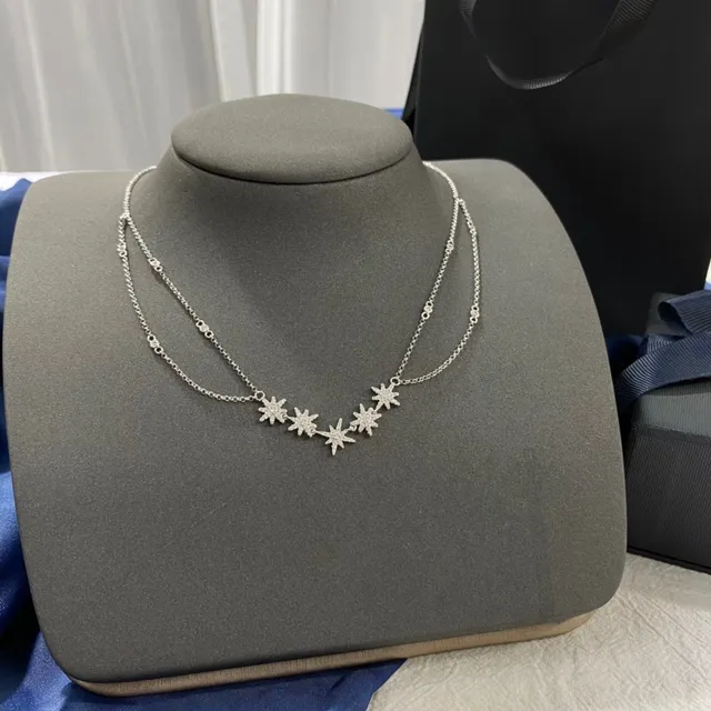 APM Monaco Collier Argent Marine Starburst Pendentif Cluster Pavé-Set Pierres Transparentes 8