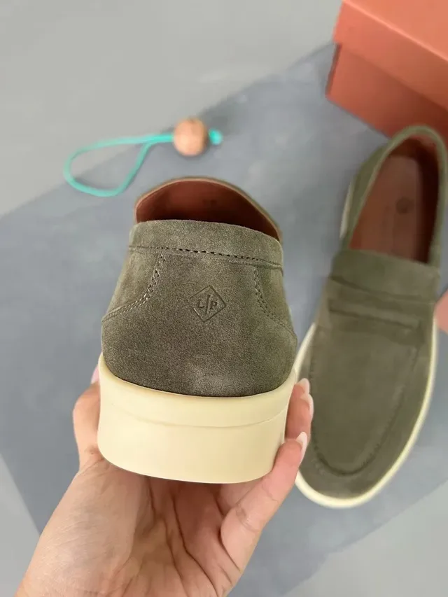 Army Green Beige Suede Upper Penny Strap Loafer 3