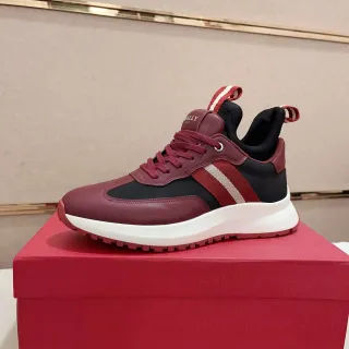 Sneakers Lifestyle Bally Bordeaux Noir Low-Top Matériau Mixte
