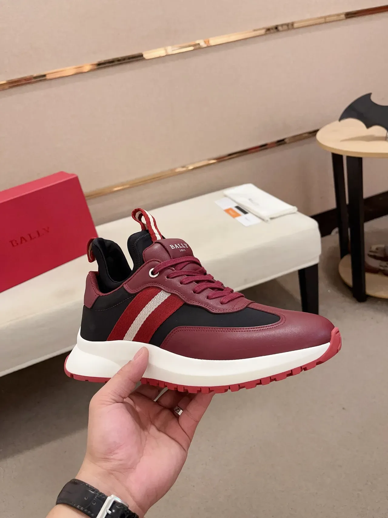 Sneakers Lifestyle Bally Bordeaux Noir Low-Top Matériau Mixte 4