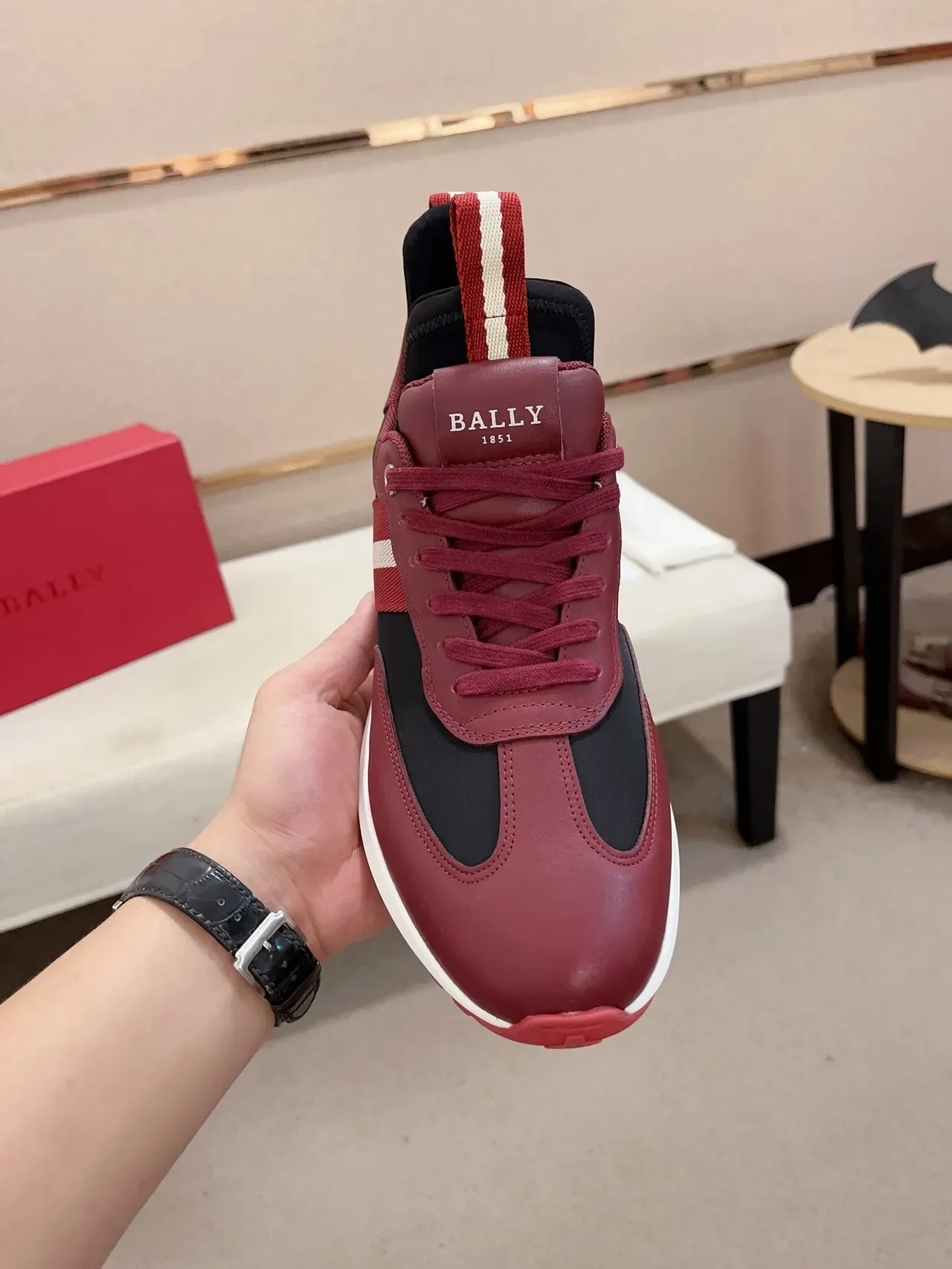 Sneakers Lifestyle Bally Bordeaux Noir Low-Top Matériau Mixte 5