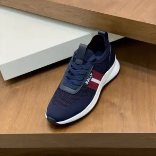 Bally أزرق بحري أحمر شبكي أعلى منخفض مربوط أسلوب حياة حذاء رياضي