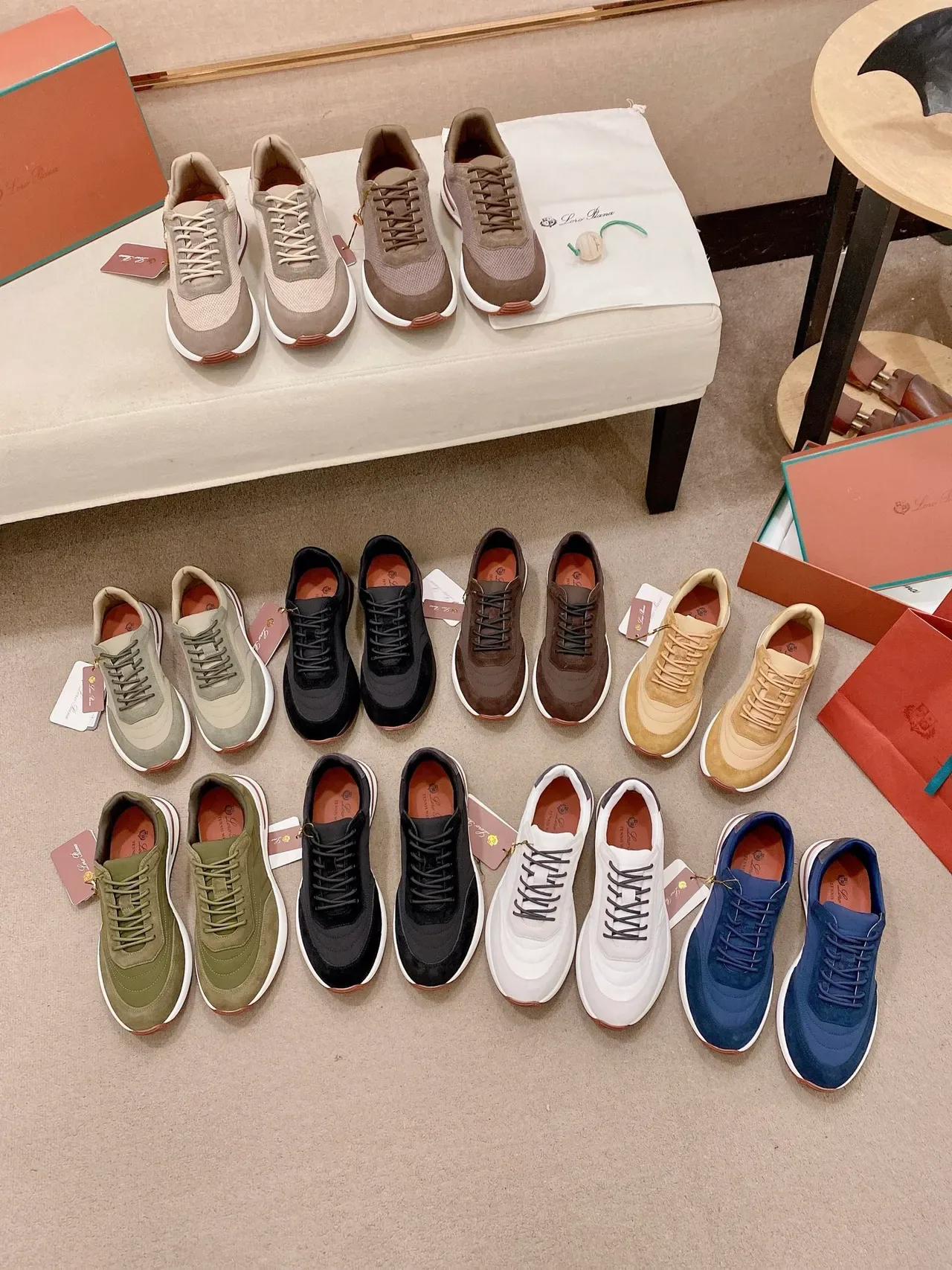 Beige and Brown Mesh-Suede Low-Top Sneaker 2