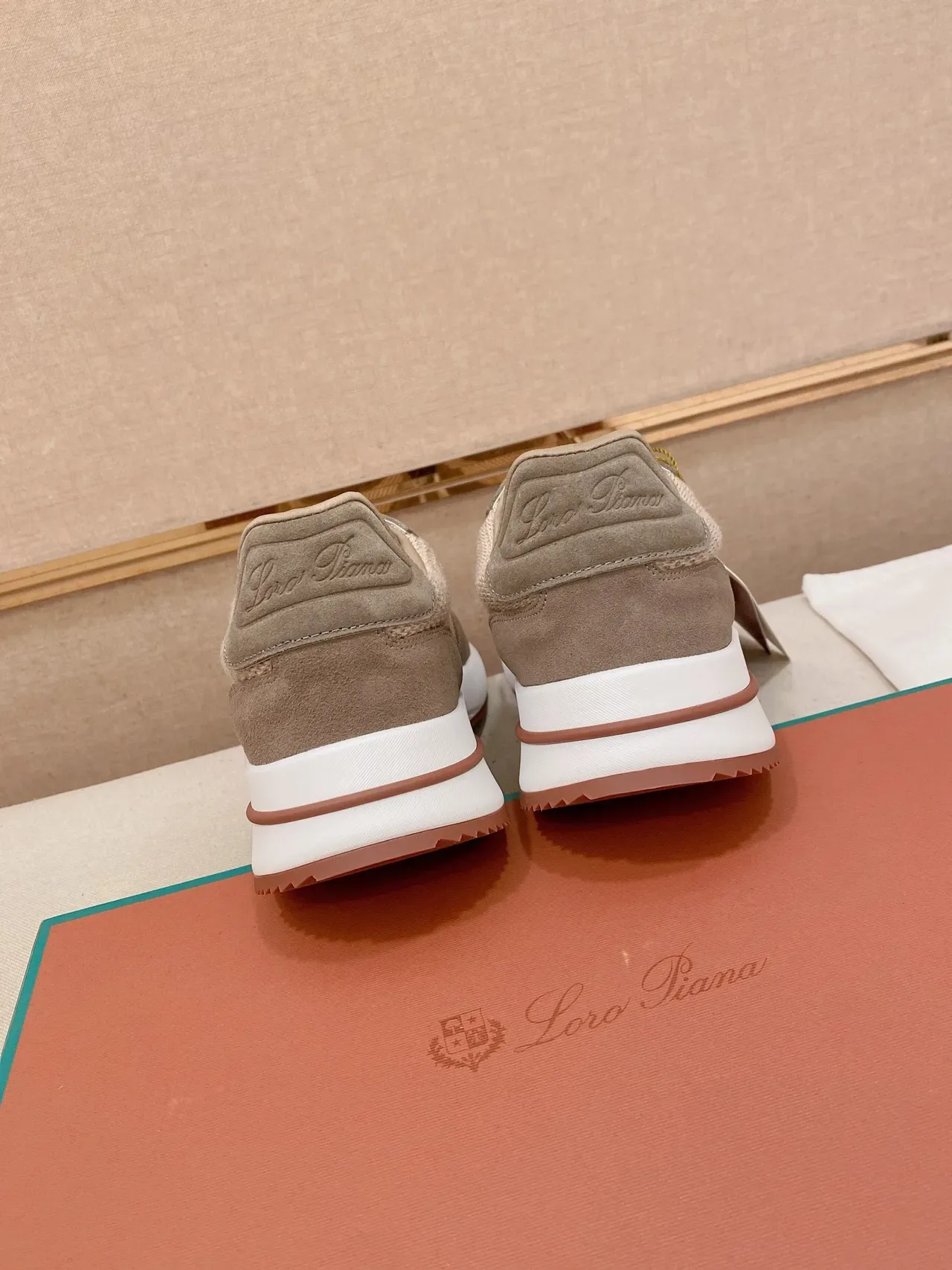 Beige and Brown Mesh-Suede Low-Top Sneaker 4