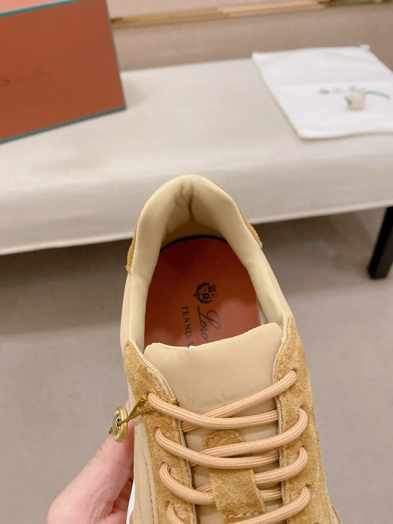 Beige and White Mixed-Material Lifestyle Sneaker 4