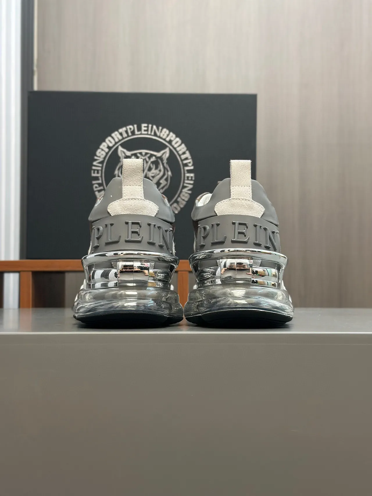 Beige Marrón Estructura De Jaula En Capas Malla Y Ante En La Parte Superior Sneakers Gruesos 6