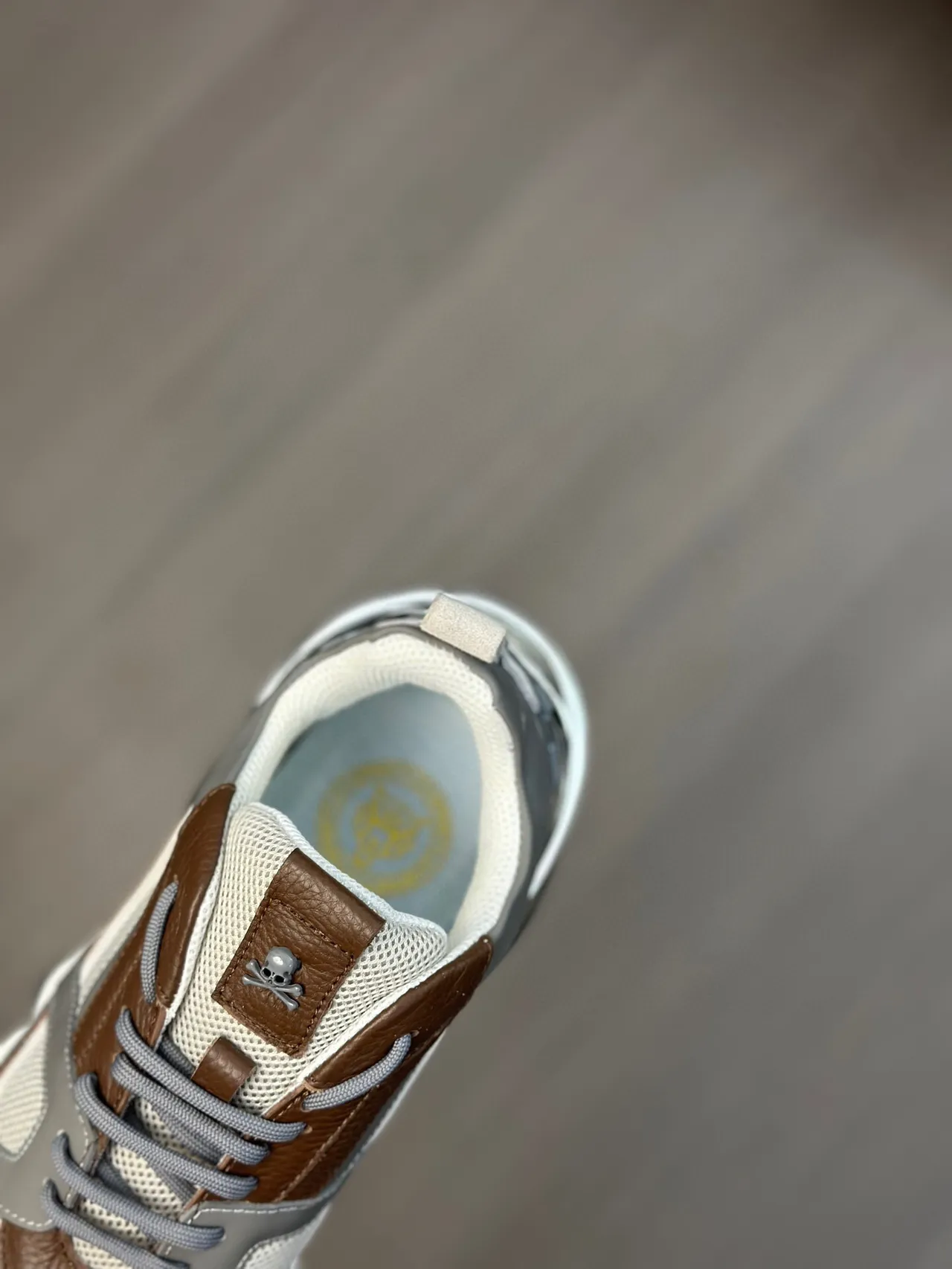 Beige Marrón Estructura De Jaula En Capas Malla Y Ante En La Parte Superior Sneakers Gruesos 8