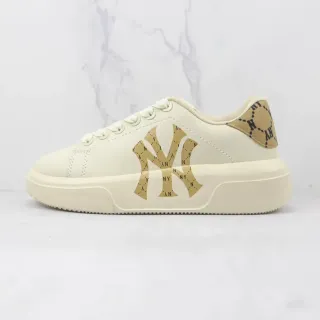 Beige Gold Platform Sole Embroidered Logo Sneakers