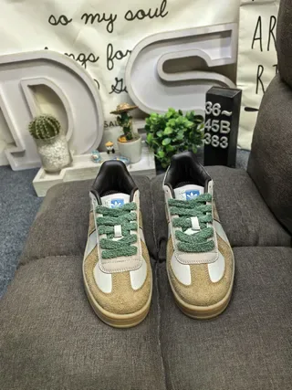 Beige Green Retro Low-Top Mixed-Material Upper Lifestyle Sneakers 10