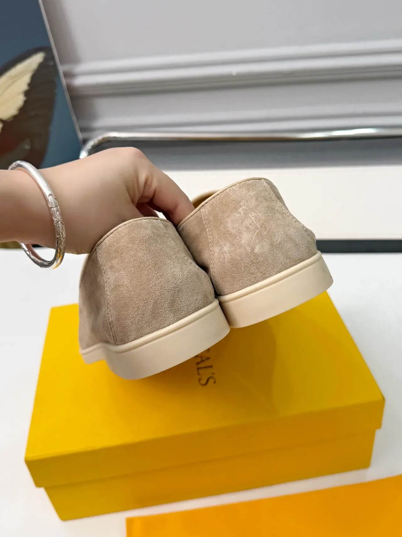 Beige Suede Moc-Toe Slip-On Loafers 3
