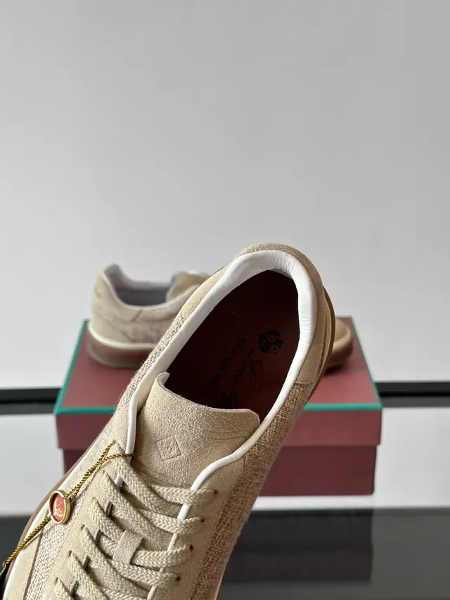 Beige Textile-Suede Low-Top Lifestyle Sneakers 3