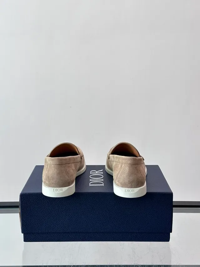 Beige White Suede Upper Rubber Sole Loafer 3