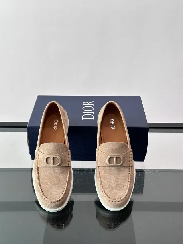 Beige White Suede Upper Rubber Sole Loafer 4