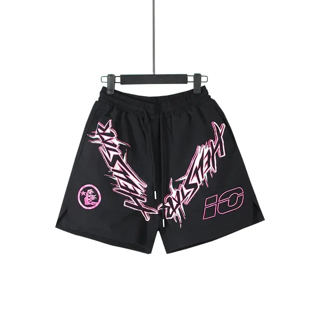 Shorts noirs et roses avec imprimé graphique et taille élastique 3